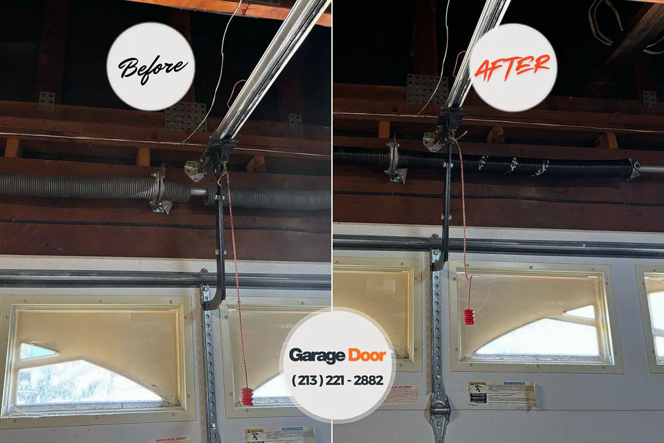 Before and after: garage door repair Lakeview Estates, GA